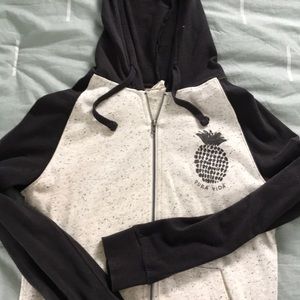 Zip-up sweater with hood
